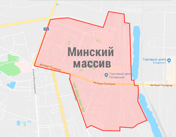 Минский массив на карте Киева